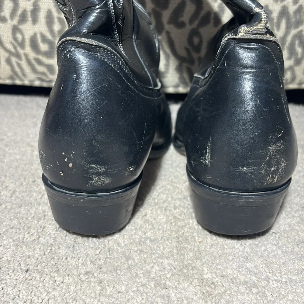 Longhorn Cowboy Boots Flacks leather fancy stitched equestrian boots mens 10EE